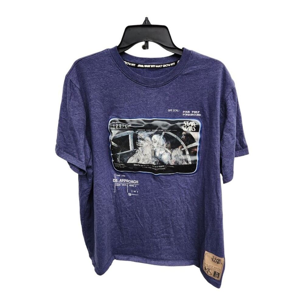 Disney Star Wars T-Shirt Concept Artwork That's No Moon Men XL Short Sleeve Blue